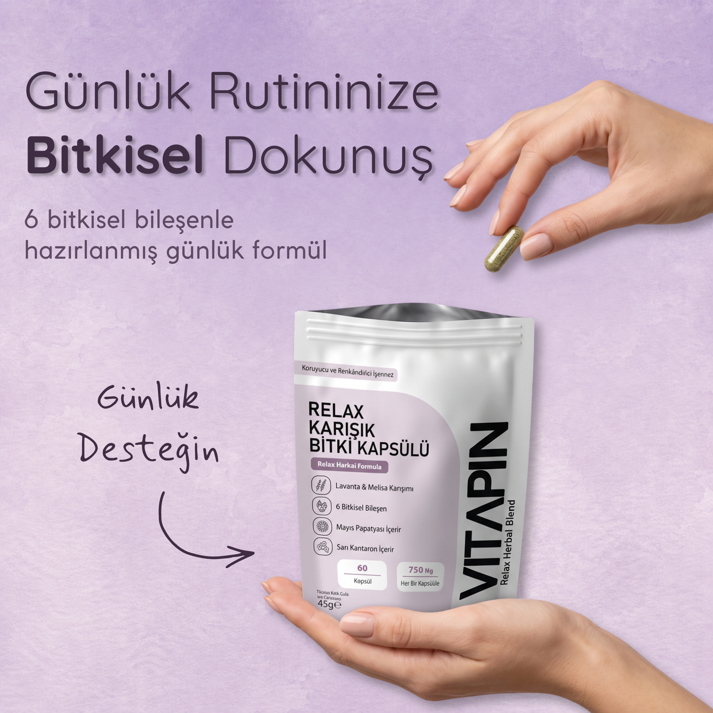 Vitapin Relax Karışık Bitki Kapsülü – 60 Kapsül