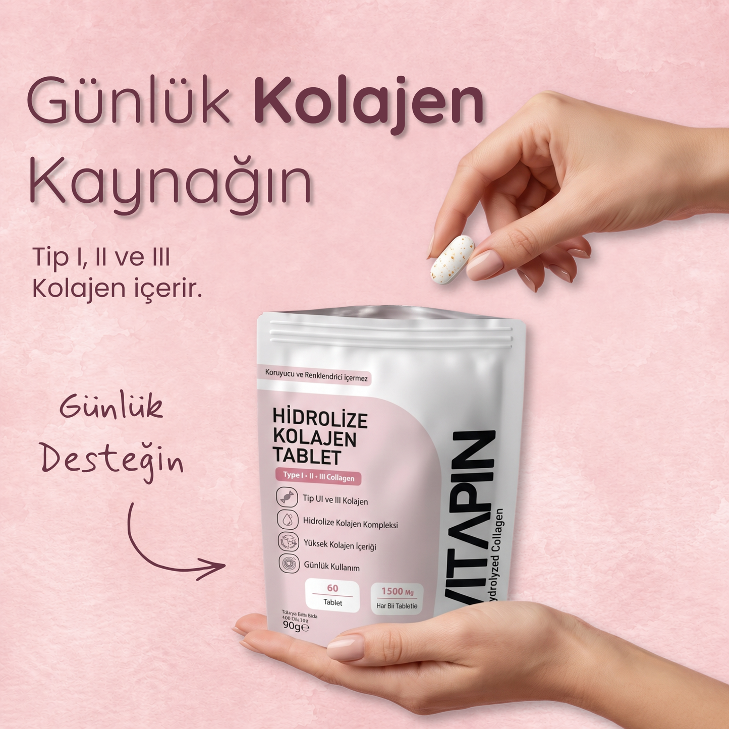 Vitapin Hidrolize Kolajen Tablet – 60 Tablet